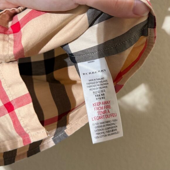Burberry Kids Beige and Black Plaid Button Down Shirt - Picture 3 of 4